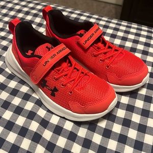 Boys Red Under Armour Tennis Shoes
